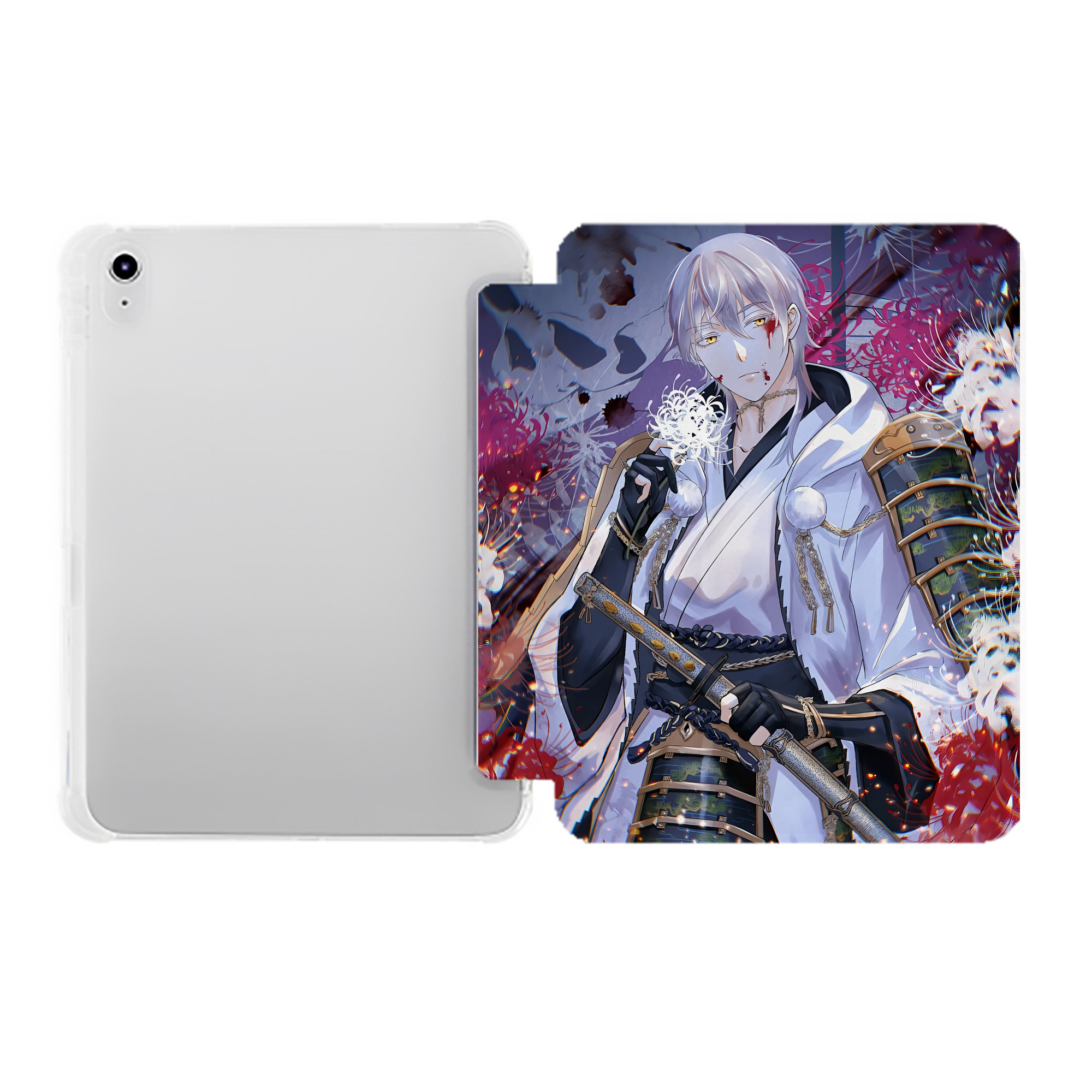 （画像用） 刀剣乱舞 Touken Ranbu IPad ケース ペン収納付き 三つ折りスタンド PUレザー×シリコン 対応機種9.5/10.5/10.9インチ